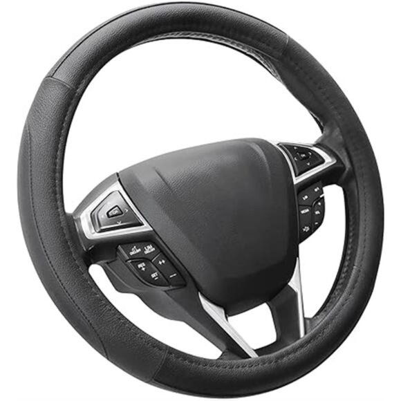 Direct Car Steering Wheel Cover Universal Standard Size 14.5-15 inch, Black - Picture 7 of 7